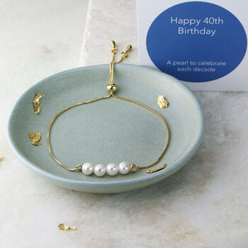 40th Birthday Pearl Sliding Adjustable Bracelet, 2 of 8