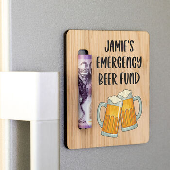 Personalised Emergency Beer Fund Money Holder Magnet, 4 of 5