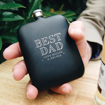 'Best Dad, Love..' Personalised Black Hip Flask, Custom, 3 of 3