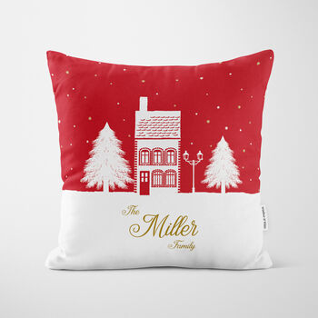 Personalised Christmas Cushion Red House, 3 of 6