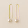 Gold Plated Sterling Silver Freshwater Pearl Threader Earrings, thumbnail 1 of 3