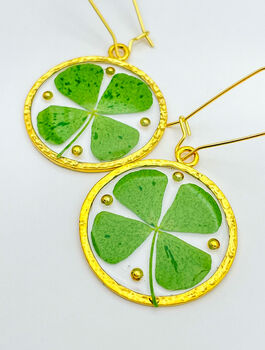 Good Luck Earrings With Four Leaf Clovers, 2 of 9