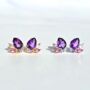 Amethyst And Pink Tourmaline Stud Earrings In Silver And Gold, thumbnail 6 of 12