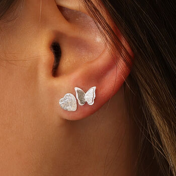 Sterling Silver Butterfly Stud Earrings, 2 of 9