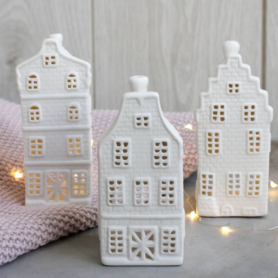 porcelain house tea light holder by magpie living | notonthehighstreet.com