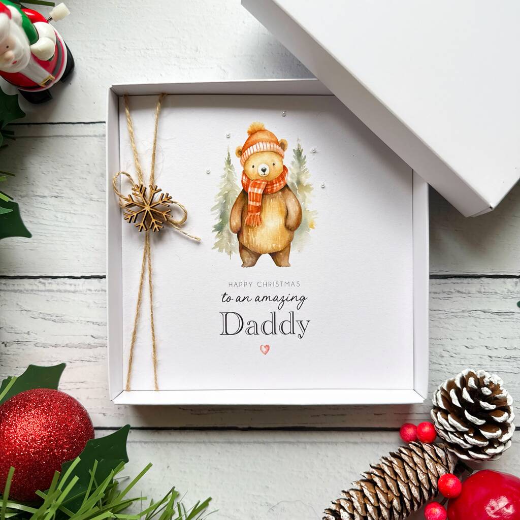 Handmade Winter Bear Christmas Card For Him, 1 of 5