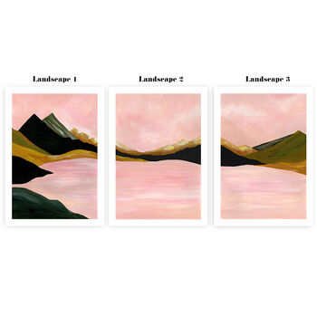Pink Sky Mountain Landscape Set Of Three, 6 of 10
