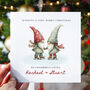 Special Couple Personalised Christmas Card, Skating Gonk Design, thumbnail 2 of 2