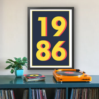 1986 Personalised Year Typography Print, 6 of 10