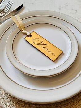 Luxury Mirrored Bespoke Place Name Tag Gold Silver, 6 of 9