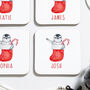 Personalised Penguin Christmas Coaster Set, thumbnail 3 of 3