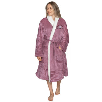 Super Soft Sherpa Style Dressing Gown With Book Lover Club Design, 8 of 8