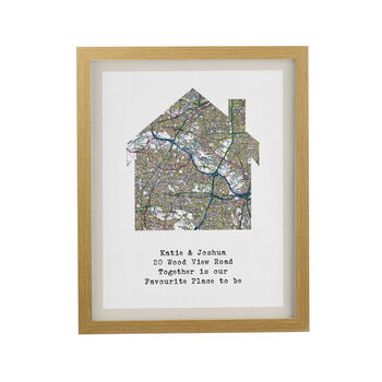 Personalised Present Day Map Home Oak Poster Frame, 3 of 3