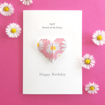 Personalised Birth Flower Origami Heart Card, 9 of 12