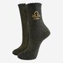 Women's Glitter Socks Black Gold Zodiac Libra, thumbnail 2 of 5