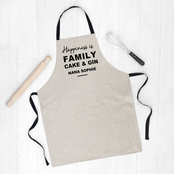 Personalised ‘Happiness Is’ Luxury Linen Apron, 2 of 5