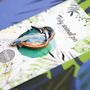 Inky Kingfisher Eco Wooden Pin Brooch, thumbnail 2 of 6