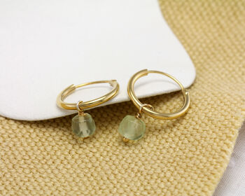 Prehnite Gold Hoop Earrings, 5 of 5