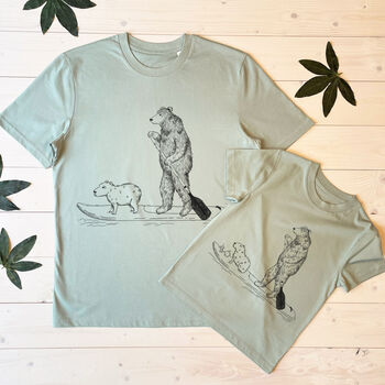 Paddle Boarding Bear And Capybara T Shirt Set, 3 of 6