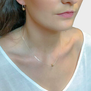 Silver Hoops With A Single Large 9ct Solid Gold Bead, 3 of 5