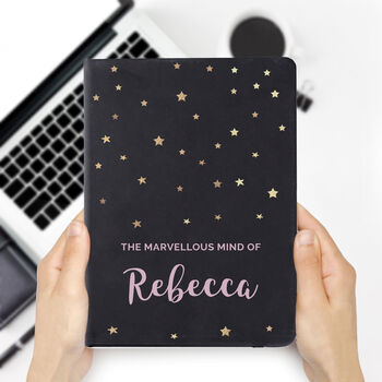Personalised Starry Black Hardback Notebook, 3 of 4