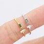Sterling Silver Emerald Green Cz Marquise And Baguette Open Ring, thumbnail 3 of 12