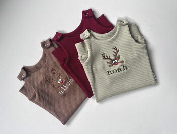 Xmas Personalised Baby Dungarees Romper | Embroidered, 4 of 7