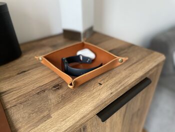Personalised Tan Leather Accessories Valet Tray, 3 of 12