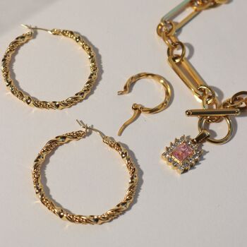 18 K Gold Plated Creole Hoop Earrings, 5 of 8