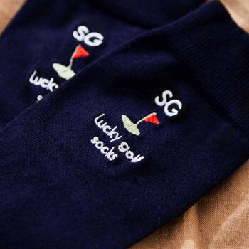 Personalised Golfer Navy Socks, 2 of 4