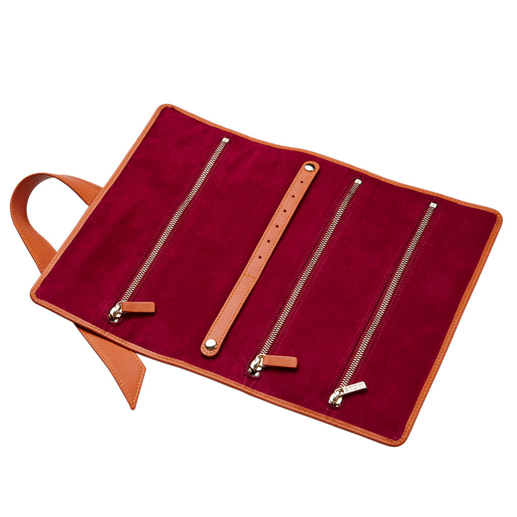 Personalised Luxury Leather Jewellery Roll By STOW