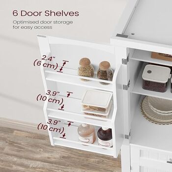 Tall Kitchen Pantry Cupboard, Freestanding Kitchen Storage Cabinet, Storage Unit, With Glass Doors And Adjustable Shelves, Drawer, Cable Hole, For Microwave, Modern Style, 12 of 12