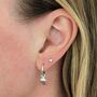 April Birthstone Earrings, Quartz/Herkimer, Silver, thumbnail 5 of 8