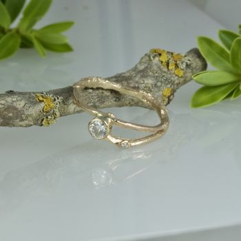 Moissanite And Gold Twig Engagement Ring, 8 of 12