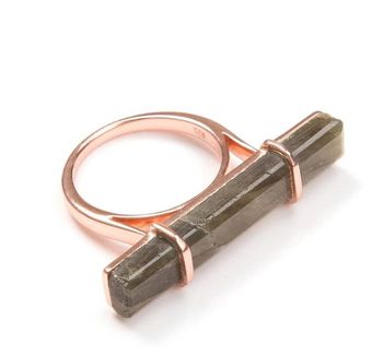 Labradorite Rose Gold Vermeil Urban Bar Ring, 3 of 3