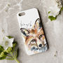 Inky Fox Phone Case With Optional Personalised Message, thumbnail 1 of 6