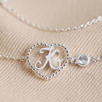 Personalised Heart Initial And Birthstone Bracelet, 5 of 11