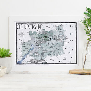 Map Of Gloucestershire Signed Print, 2 of 3