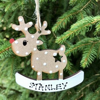 Personalised Rocking Reindeer Christmas Decoration, 3 of 4