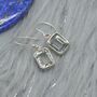 Green Amethyst Silver Drop Square Earrings, thumbnail 2 of 9