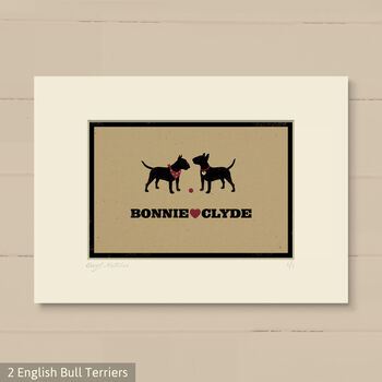 Personalised Print For One Or Two English Bull Terriers, 9 of 10
