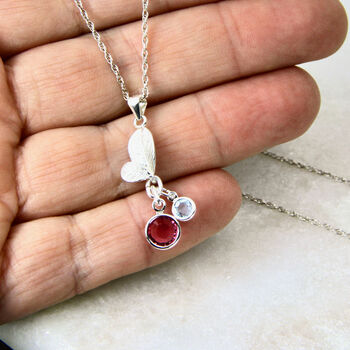 Mother And Child Birthstone Leaves Necklace, 5 of 12
