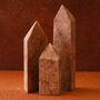 Three Pieces Red Travertine Obelisk Bookend Set, thumbnail 1 of 2