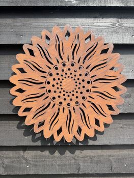 Rusty Metal Sunflower Garden Wall Ornament, 4 of 12