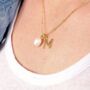 Gold Vermeil Pearl Initial Letter Personalized Necklace, thumbnail 6 of 12