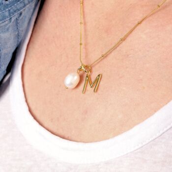 Gold Vermeil Pearl Initial Letter Personalized Necklace, 6 of 12