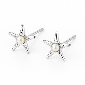 Sterling Silver Pearl Starfish Stud Earrings – 9mm, 4 of 9