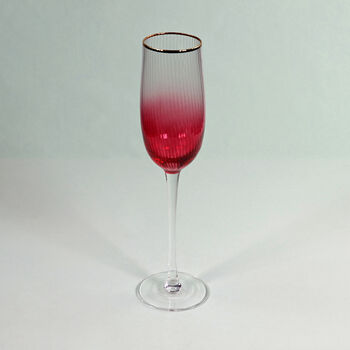 G Decor Set Of Four Monroe Ribbed Ombre Flute Glasses, 3 of 3