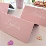 Handwritten Baby Pink Place Cards In White Ink, thumbnail 2 of 6