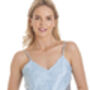 British Made Pale Blue Short Satin Nightdress With Lace Detail Ladies Size 8 To 28 UK, thumbnail 4 of 5